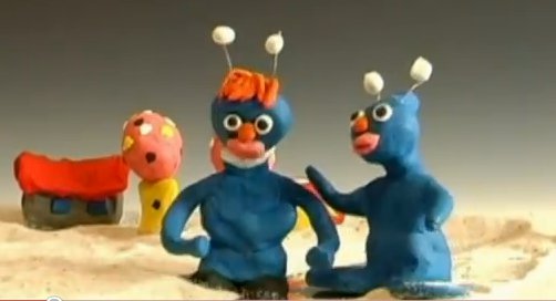 Knetfiguren erleben Mobbing. Screenshot &quot;Mobbing on Mars&quot;