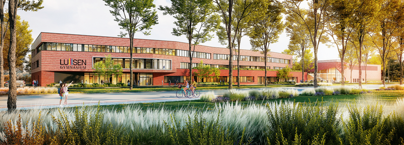 Das Luisen-Gymnasium erhält ein neues Gebäude an der Völklinger Straße. (Animation: RKW Architektur+)