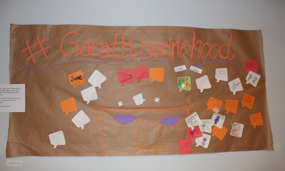 Was sich die Jugendlichen von ihrer GestaltBAR und ihrem Garath wünschen, hieltne sie auf einem Plakat fest. (Foto: youpod/Charlotte)