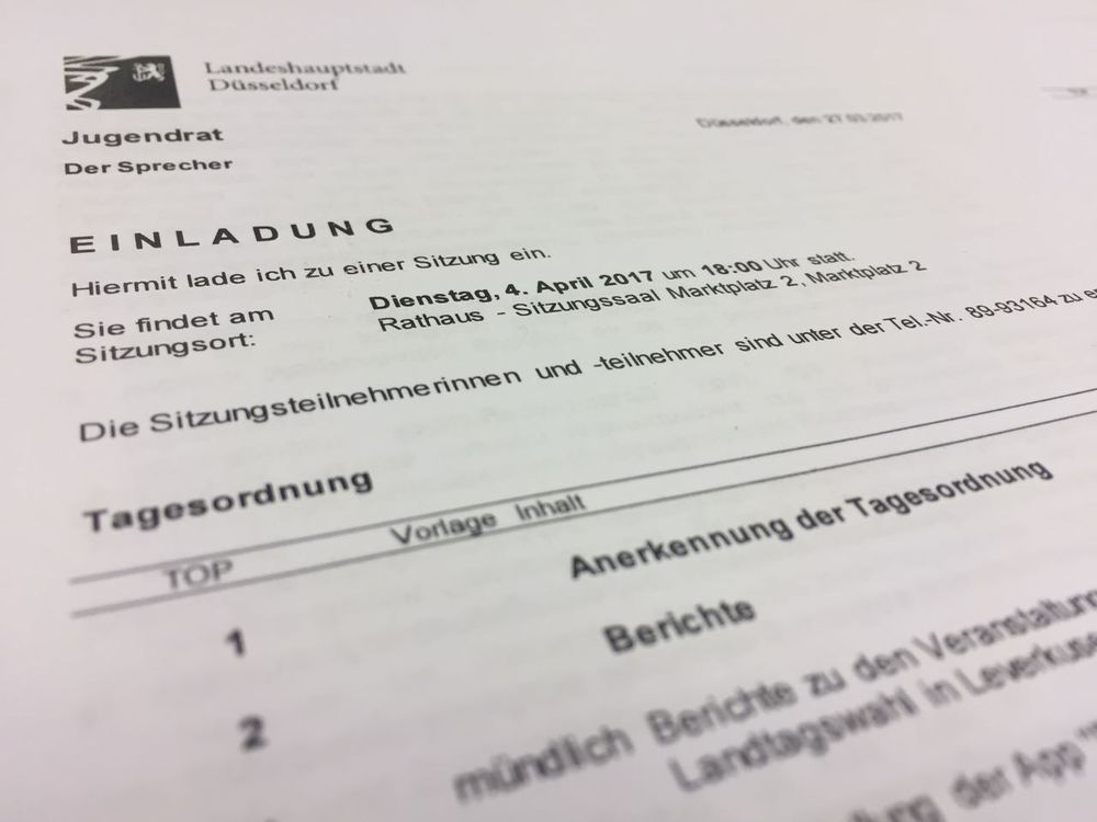 Für eine ordentliche Versammlung brauch es eine ordnungsgemäße Tagesordnung. (Foto: youpod)