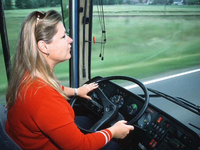 Im Reisebus am Steuer Agentur für Arbeit